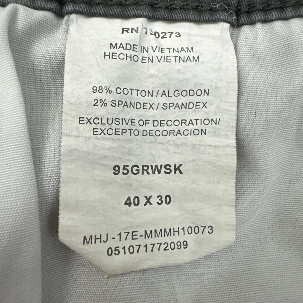 Wrangler Straight Fit Flex Pants Mens 40x30 Gray 5-Pocket Cotton Blend